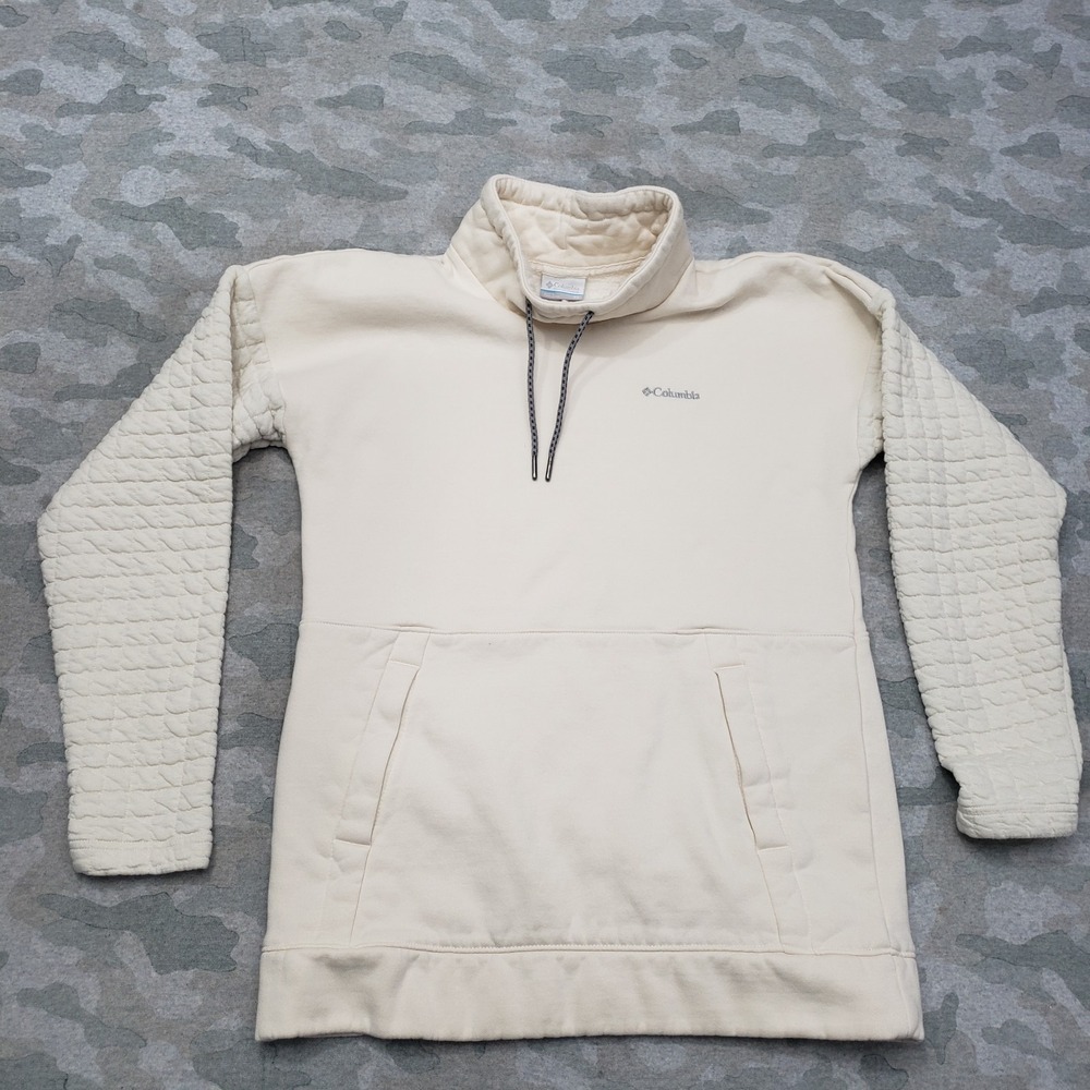 Columbiaโ Sweatshirt Womens XS Beige Pullover Pockets Long Sleeve